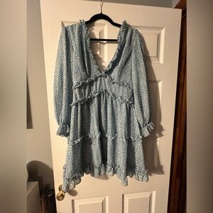 Blue and white dress